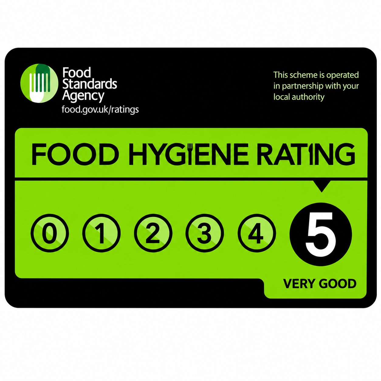 Food Standards Agency Food Hygiene Rating 5 — Very Good